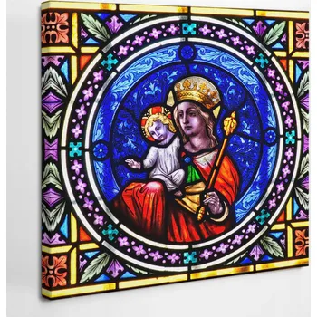 Obraz Obraz na plátně Dárek Do Kuchyně Vitráž Matky Boží s děťátkem Ježíšem