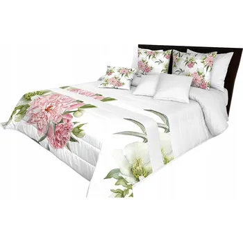 Přehoz na lůžko Přehoz na postel polyester 240 cm x 260 cm bílý, odstíny růžové