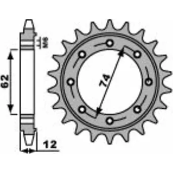 Nářadí na motocykly Ocelová standardní přední řetězová kola PBR 2196 - 525 2196 22 18NC