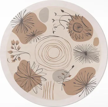 Koberec Kulatý Koberec koberec ⌀ 70 cm Skvrny, linie a rostliny, abstraktní boho vzor