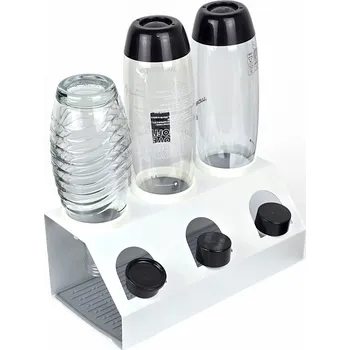 Odkapávač na nádobí ODKAPÁVAČ STOJAN BÍLÝ KOVOVÝ NA 3 LÁHVE PRO SODA STREAM BRITA