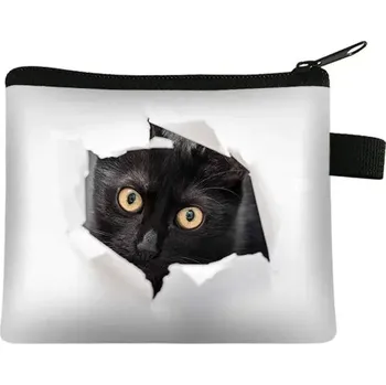 Peněženka Malá dámská peněženka s kočičím motivem | organizér na mince - 5