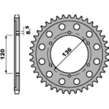 Nářadí na motocykly Ocelová standardní zadní řetězová kola PBR 4324 - 428 4324.55.C45