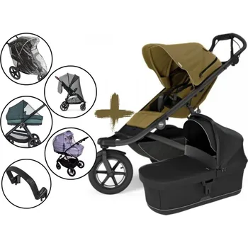Kočárek Kočárek Thule Urban Glide 3 s korbou a UNI příslušenstvím Barva korbičky:: Black, Barva kočárku:: Nutria Green