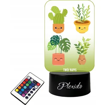 Lampička LAMPičKA NA SKLE UV TISK Květiny v květináči LED RGB + DÁLKOVÝ OVLADAČ 16 BAREV