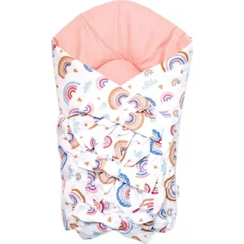 Zavinovačka Klasická retro zavinovačka šněrovací - DUHA s pudrově růžovou - BabyNellys