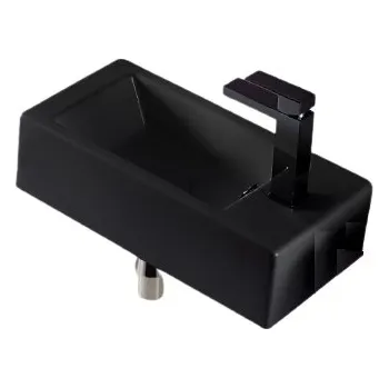 Umyvadlo BESTECO Brainy Black R Keramické Umývátko, 45x24,5x12 cm, Černá Matná, Pravé