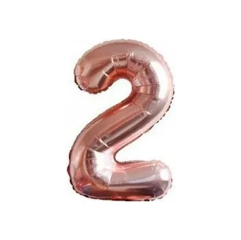 Balónek Balón číslice 2 k narozeninám 100 cm růžově zlatý