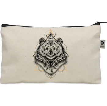 Kosmetická taška Kosmetická taštička béžová dárek ZVÍŘATA TOTEMOVÁ MEDVĚD KO_286