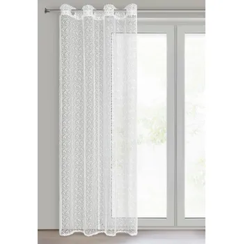 Dekorační vzorovaná záclona s kroužky KAISA bílá 140x250 cm (cena za 1 kus) MyBestHome