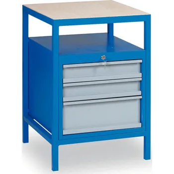 Güde Přístavný dílenský zásuvkový box na nářadí k pracovním stolům GD, 3 zásuvky, 1 police, 575 x 600 x 850 mm, modrá