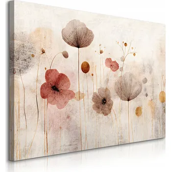 Obraz OBRAZ CANVAS DO OBÝVÁKU KVĚTINY LOUKA VLČÍ MÁKY VINTAGE ABSTRAKCE 70x50