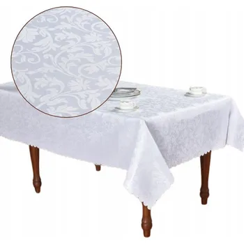 ubrus UBRUS NA STŮL 110x160 DEKORAČNÍ ŽAKÁROVÝ BÍLÝ 03