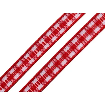 Stuha Károvaná stuha šíře 6 mm Varianta: 8 červená, Balení: 20 m