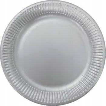 Party nádobí PAPÍROVÉ TALÍŘKY STŘÍBRNÉ 23 CM 8 KS NAROZENINY SILVESTR KARNEVAL