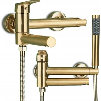 Vodovodní baterie Jednopáková nástěnná vanová a sprchová baterie Ari Slim Tube zlatá