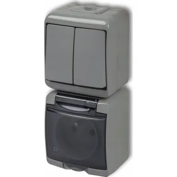 vypínač Dvojitý vypínač Klasik Karlik odstíny šedé 10WGHP-2d