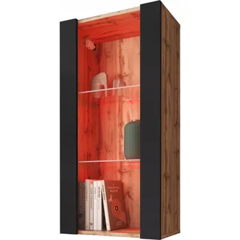 Knihovna Komodee Tivoli Závěsná Vitrína Vertical 100 Dub Wotan-Černá RGB LED