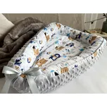 Hnízdečko pro miminko zvířátka modrá/minky - cca 35x60 cm