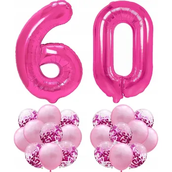 Balónek Růžová sada na 60. narozeniny - 100cm balónky a konfety