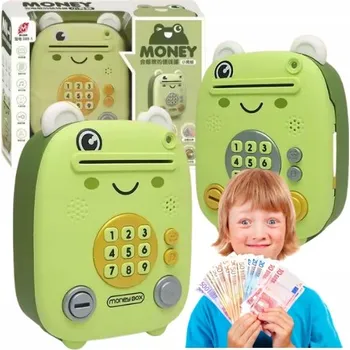 Pokladnička POKLADNIČKA SE ZÁMKEM na peníze, mince i bankovky - ŽÁBA