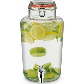 Sklenice ZAVAŘOVACÍ SKLENICE S KOHOUTKEM a KLIPEM Skleněná LIMONÁDA Velká na ŠŤÁVY Tadar Etan 4 l