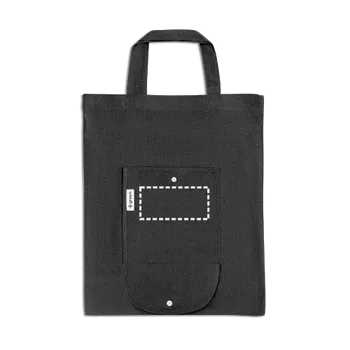 Nákupní taška SIENA. Skládací taška z bavlny (50 %), recyklované bavlny (30 %) a polyesteru (20% rPET) (140 g/m²) Transfer (max. 4 barvy, 150 x 70mm) 1 barva 10 Kapsa