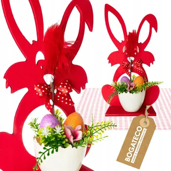 Velikonoční dekorace BOGATECO VELIKONOČNÍ DEKORACE 37CM ZAJÍC ČERVENÝ