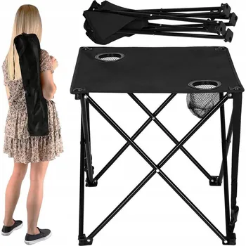 kempingový stůl Turistický stolek Verk Group 46 x 46 x 38 cm černý