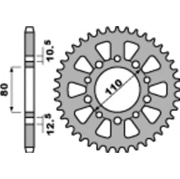 Nářadí na motocykly PBR Ocelová standardní zadní řetězová kola 334 - 530 334.40.C45