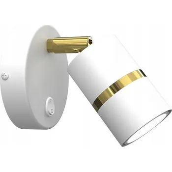 Nástěnné svítidlo NÁSTĚNNÁ LAMPA BÍLÁ ZLATÁ SVÍTILNA S VYPÍNAČEM LOFT | Jockey
