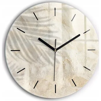 Hodiny Moderní skleněné nástěnné hodiny Stín palmy písek černé ručičky fi60 cm