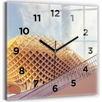 Hodiny Nástěnné čtvercové skleněné hodiny do kanceláře Vyhlídka v Seville 30x30 cm