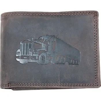 Peněženka Hnědá kožená peněženka s horizontálním uspořádáním, kapsou na mince a prostorem pro technický průkaz