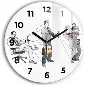 Hodiny Moderní skleněné nástěnné hodiny Loutky lidé černé ručičky průměr 60 cm