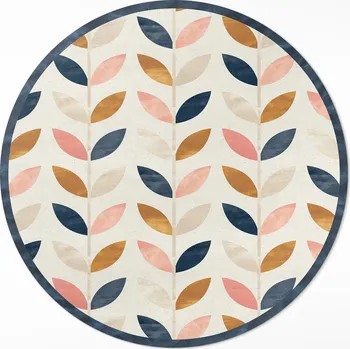 Koberec Kulatý Koberec Vinyl PVC průměr 70 cm Drobné lístky akvarelový boho styl