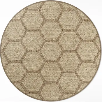 Koberec Vinylový Kulatý Koberec s potiskem, průměr 70 cm, imitace tkaniny s hexagonálním vzorem