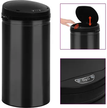 Odpadkový koš Automatický odpadkový koš s senzorem, 50 l, ocel, černý