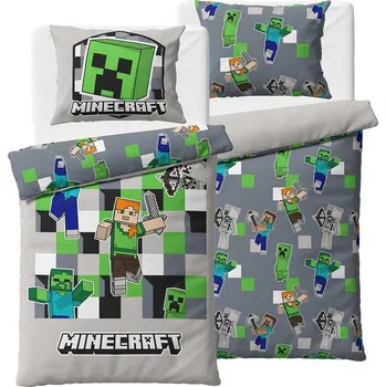Povlečení Carbotex Minecraft: Objev svůj svět 140 x 200, 70 x 90 cm zipový uzávěr