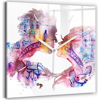 Hodiny Skleněné nástěnné hodiny do moderního interiéru Dvě těla, jedna duše 30x30 cm