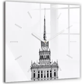 Hodiny Velké skleněné nástěnné hodiny s grafikou - Tiché - Palác kultury a vědy 60x60 cm