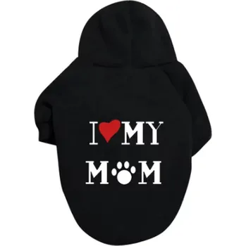 Obleček pro psa Jarní/podzimní obleček pro pejsky - "I love mom" s kapucí Barva: Černá, Velikost: S