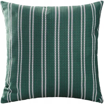 Povlak na dekorativní polštářek Dekorační povlak na polštář 43x43 cm měkký VELVET zelený s pruhy - vzor pleteného svetru
