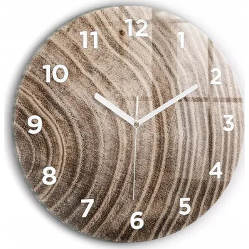 Hodiny Skleněné moderní foto hodiny na zeď s plynoucími ručičkami - Kmen stromu, průměr 30 cm