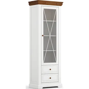 Knihovna Bílá úzká vitrína Marone tabacco