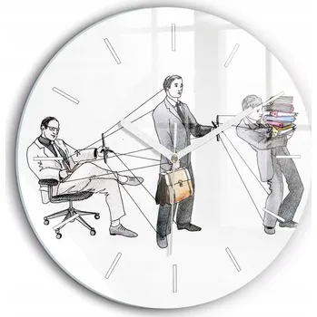 Hodiny Moderní skleněné nástěnné hodiny Loutky lidé bílé ručičky průměr 60 cm