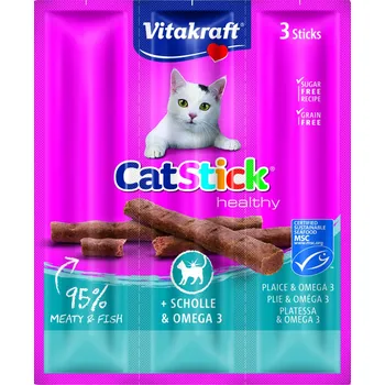Pamlsek pro kočku Vitakraft CHOVEX Vitakraft Cat Stick platýz & omega 3 3x6g