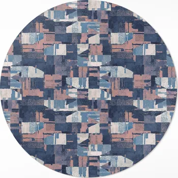 Obraz Kulatý Koberec průměr 100 cm Abstraktní mozaika ve vintage retro stylu