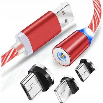 Datový kabel Kabel Interlook USB - USB typ C / microUSB / Lightning 1 m červený