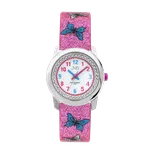 Dívčí dětské růžové barevné hodinky JVD basic J7142.5 s motivem motýlka